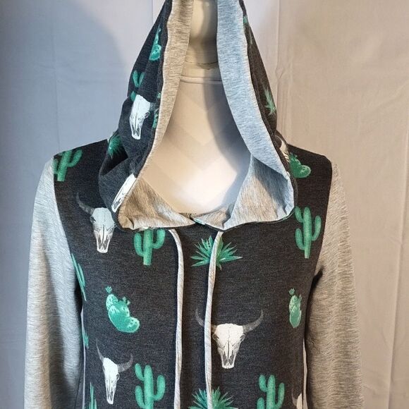 12PM By Mon Ami Cactus Cow Head Hoodie - Picture 2 of 6